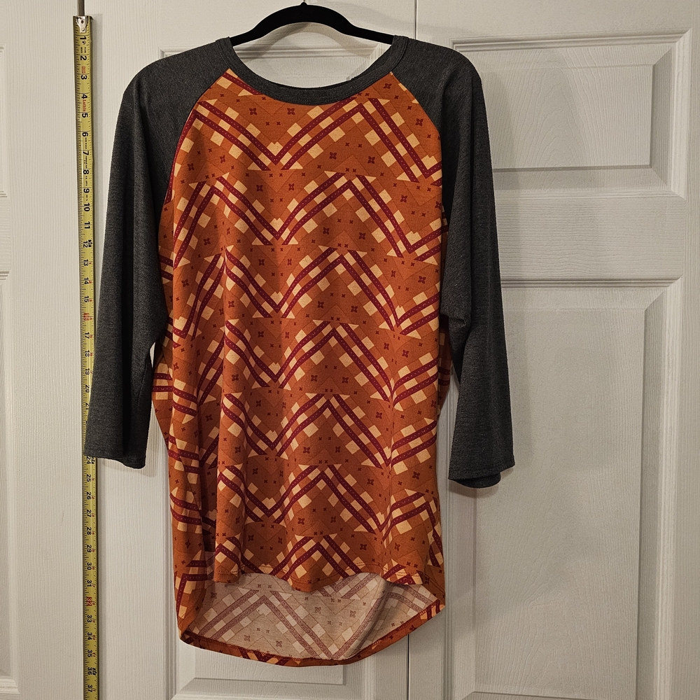 LuLaRoe Orange and Black Long Sleeve Top